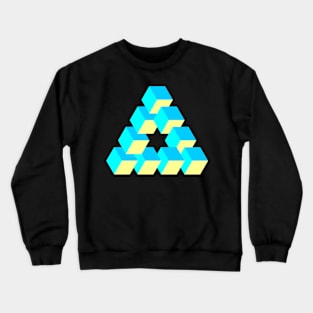 Optical illusion triangle #9 - blues & yellow Crewneck Sweatshirt